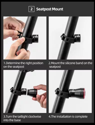 Lampă spate inteligentă pentru bicicletă Rockbros Q5 V2