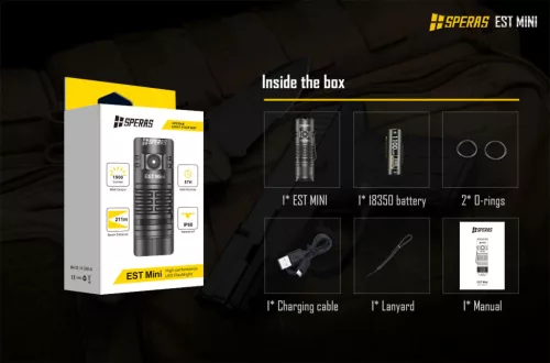 SPERAS EST Mini lanternă tactică USB-C 1900 lm 211 m
