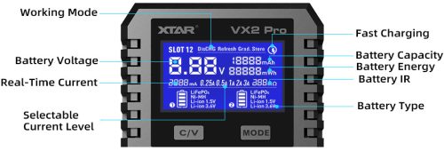 XTAR VX2 Pro încărcător inteligent și tester de capacitate