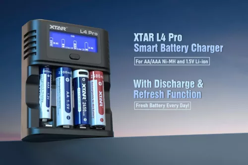  Încărcător inteligent XTAR L4 Pro pentru baterii AA/AAA 1,2V NI-MH și 1,5V litiu