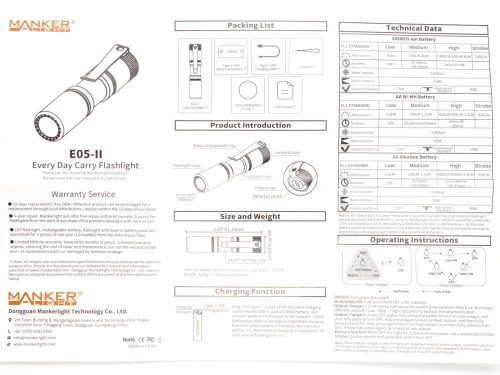 Manker E05 II pachet lanternă de buzunar