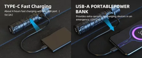 WUBEN C2 Lanternă LED de mare putere, 2000 lumeni, reîncărcabilă, IP68 impermeabilă, 7 moduri