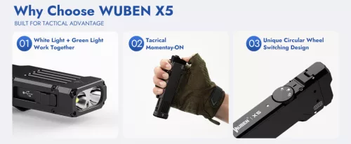 Lanternă reîncărcabilă WUBEN X5 – 1300 lumeni, 6 moduri de iluminare