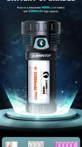 Lumintop MACH 4695 V2.2  lanternă de căutare cu 26.000 lumeni și 32.000 mAh capacitate a acumulatorului