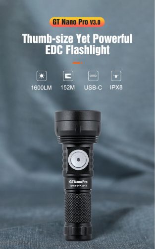 Lanternă EDC reîncărcabilă Lumintop GT NANO PRO 3.0 cu breloc – 1600 lumeni